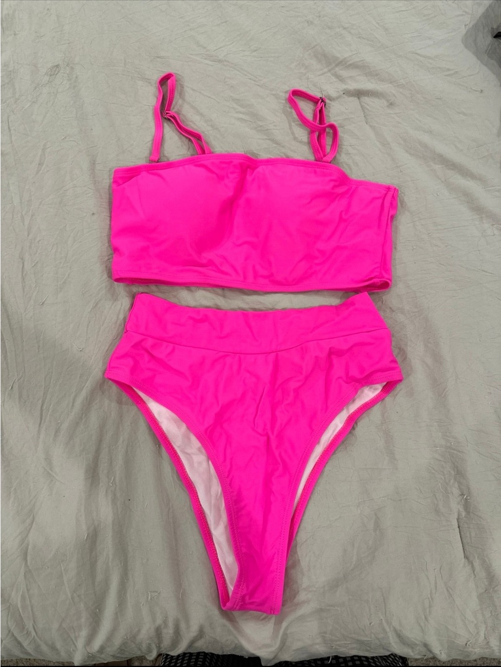 Amazon Neon Pink High-Waist Bikini Set